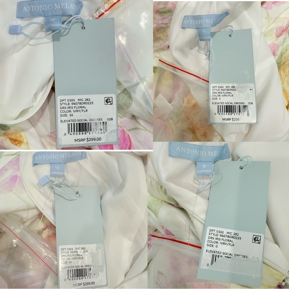 Antonio Melani Iris Linen 3D Floral Print Mockneck Short Sleeve Dress Ivory NWT - Picture 13 of 16